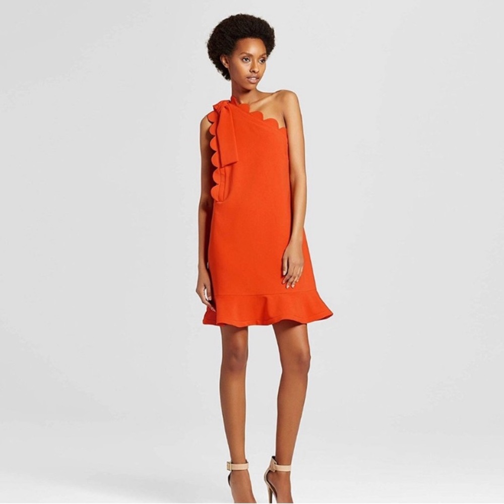 NWOT Victoria Beckham for Target. Size XS Orange scalloped edge mini dress